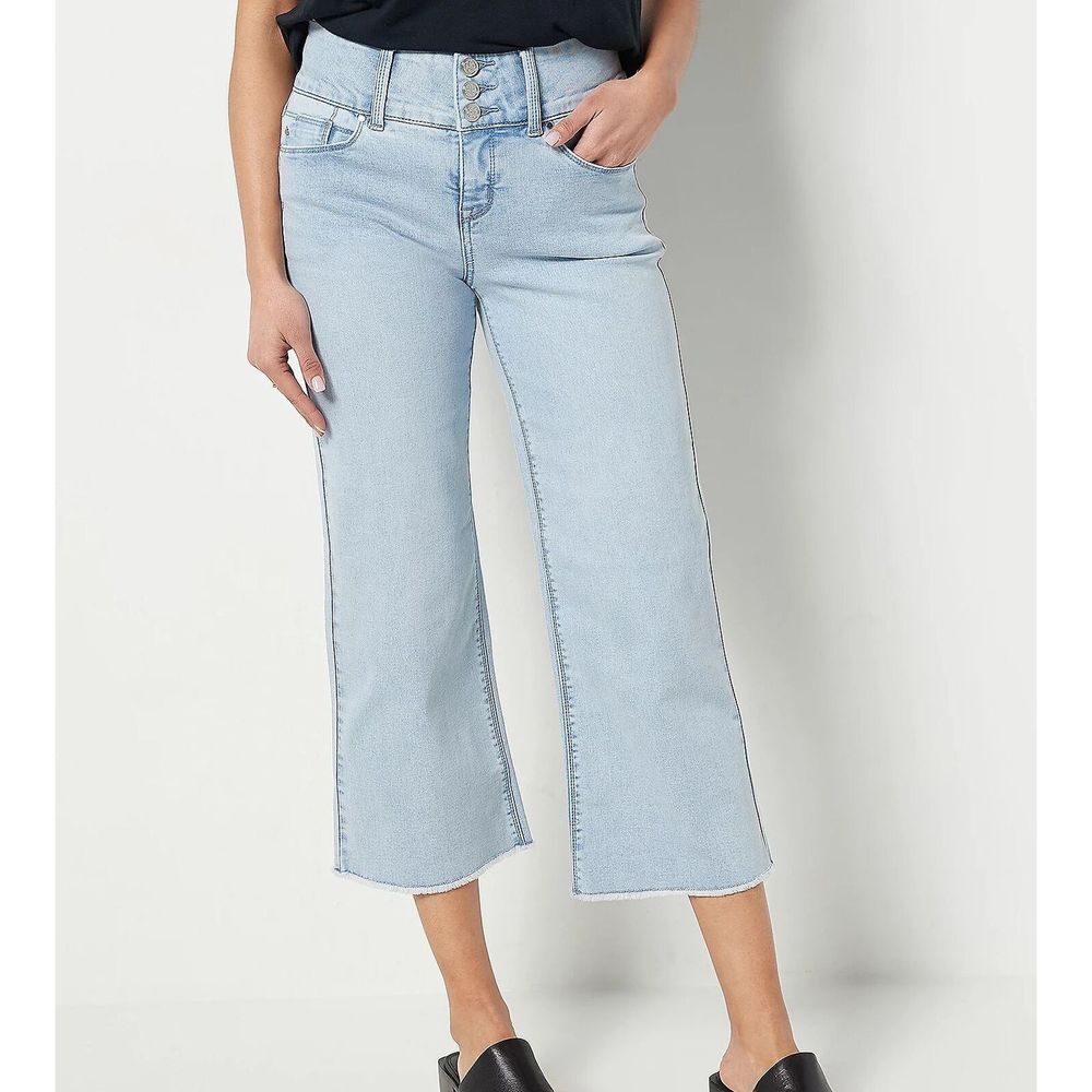 Laurie Felt Regular BFF Denim Curve Wide-Leg Crop Jeans LIGHT sz 14